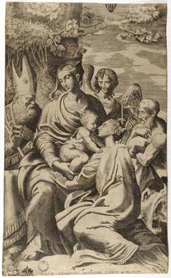 Bonasone Giulio - Madonna con Bambino santa Margherita san Benedetto san Girolamo e un angelo